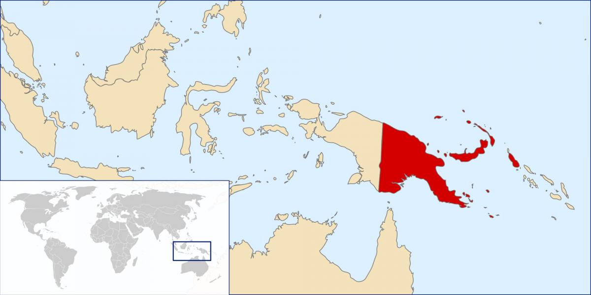 パプアニューギニアの場所が世界の地図